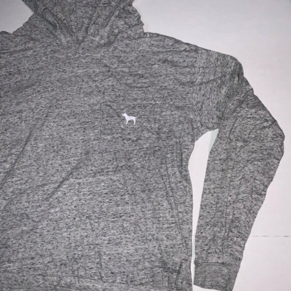 Victoria Secret PINK Small Lightweight Heather Gray 1 Pocket Hoodie Pullover (K) - Picture 3 of 7
